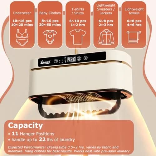 Ljusved 3-in-1 Portable Clothes Dryer and Shoe Dryer 1.67 kg (3.68 lb) | Fast Drying for Apartments and Travel thumbnail 5
