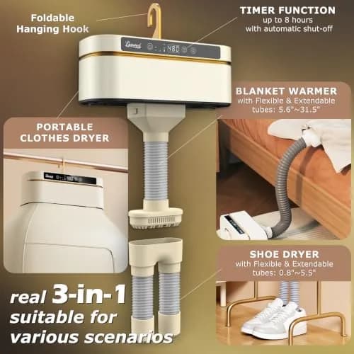 Ljusved 3-in-1 Portable Clothes Dryer and Shoe Dryer 1.67 kg (3.68 lb) | Fast Drying for Apartments and Travel thumbnail 2