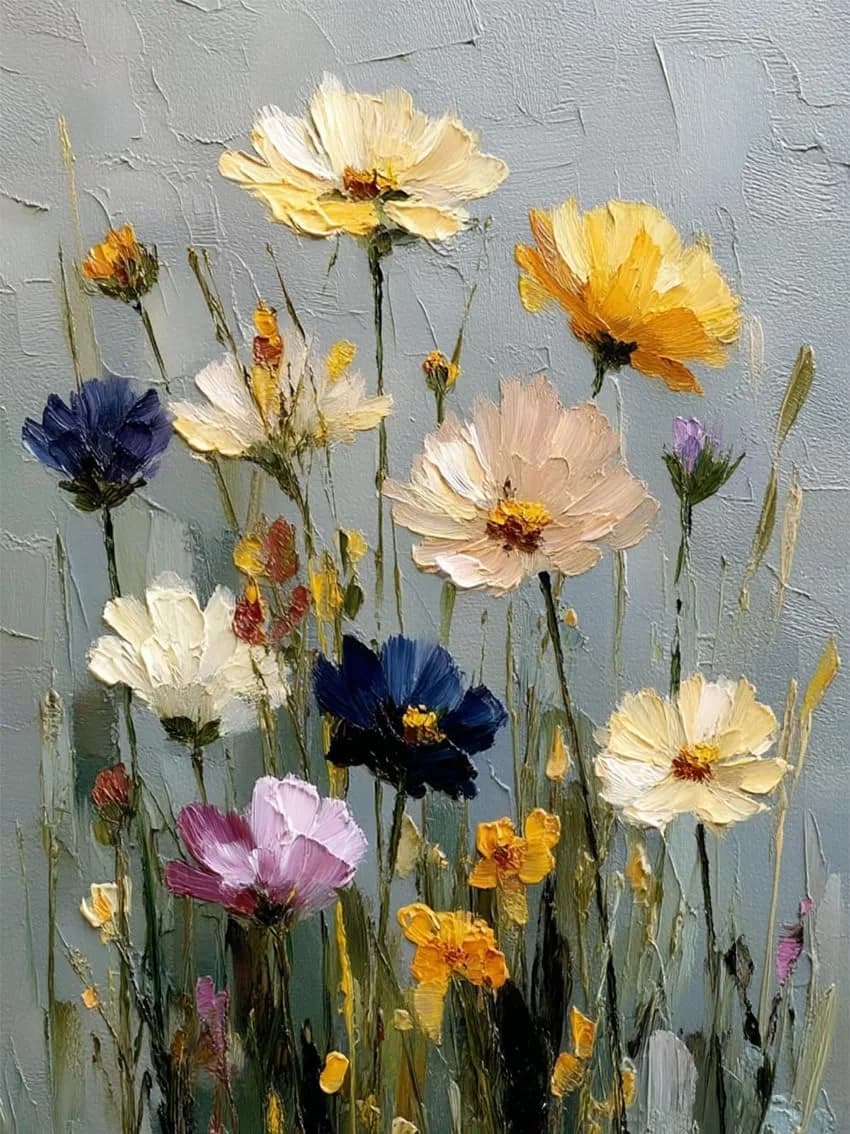 MBNTJHT Wild Flowers Stamped Cross Stitch Kit 30x40cm (11CT) | Easy Beginner Embroidery Art Craft - main product image