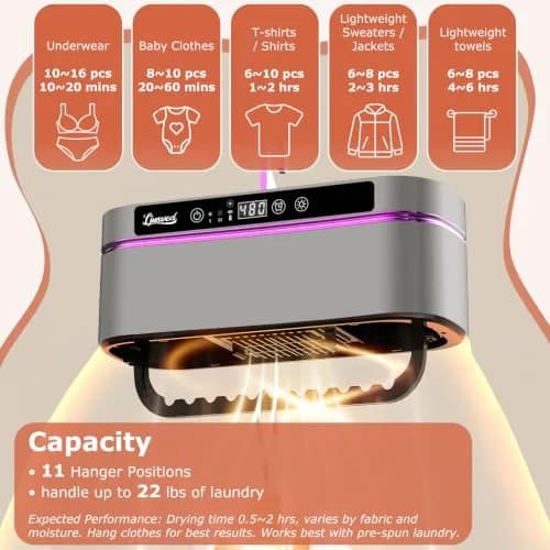 Ljusved 3-in-1 Portable Clothes Dryer and Shoe Dryer 1.65 kg (3.64 lb) | Fast Drying for Apartments and Travel thumbnail 5
