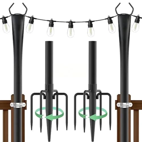 Litmustes 10FT String Light Poles | Heavy Duty Outdoor Steel Support, 4 Pack, Anti-Rust, Garden & Patio thumbnail 9