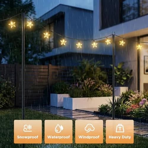 Litmustes 10FT String Light Poles | Heavy Duty Outdoor Steel Support, 4 Pack, Anti-Rust, Garden & Patio thumbnail 3