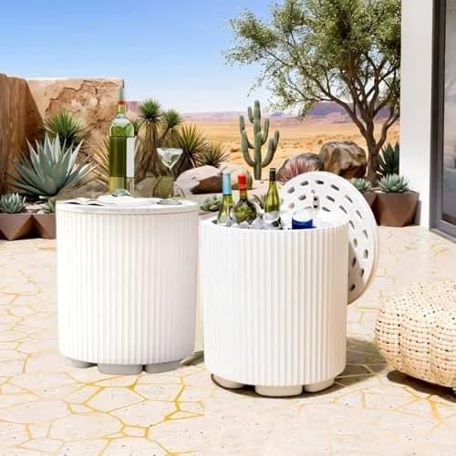 Diyfire White 2pcs Cooler Side Table | All Weather Portable Ice Chest (70-120c) thumbnail 1