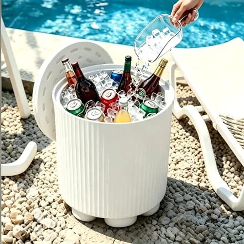 Diyfire White 2pcs Cooler Side Table | All Weather Portable Ice Chest (70-120c) thumbnail 4