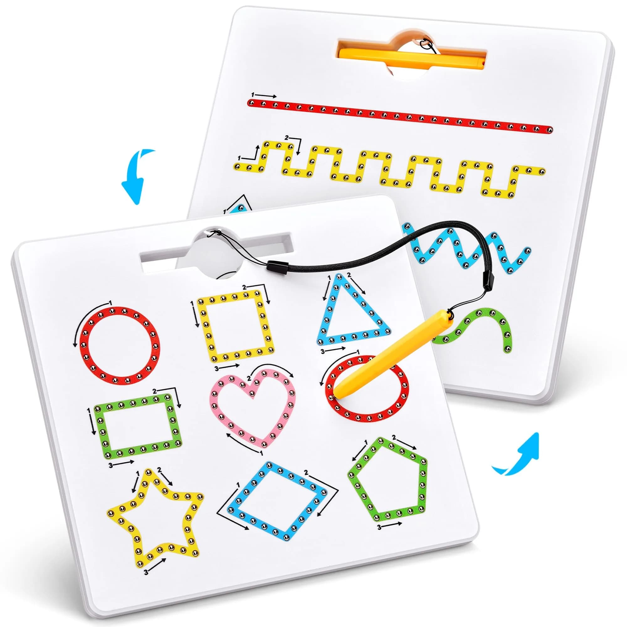 GAMENOTE Magnetic Letter Number Board Double Sided 2-in-1 ABC 123 Tracing Set | Educational Toy for Toddlers Kids — Shape