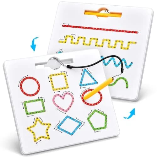 GAMENOTE Magnetic Shapes and Lines Tracing Board with Stylus | 22.8 cm x 24.5 cm (9.5 x 9.6 Inches) thumbnail 1