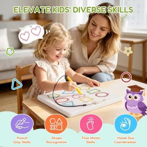 GAMENOTE Magnetic Shapes and Lines Tracing Board with Stylus | 22.8 cm x 24.5 cm (9.5 x 9.6 Inches) thumbnail 5