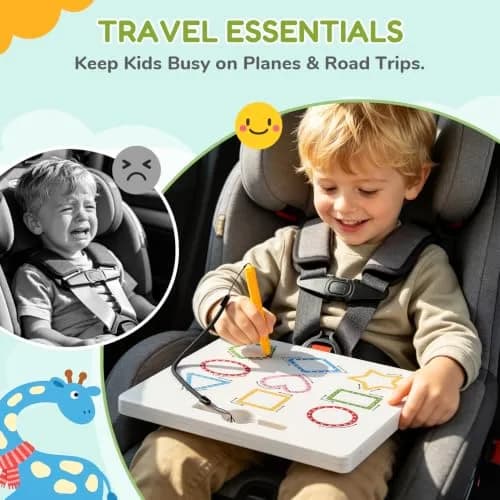 GAMENOTE Magnetic Shapes and Lines Tracing Board with Stylus | 22.8 cm x 24.5 cm (9.5 x 9.6 Inches) thumbnail 2