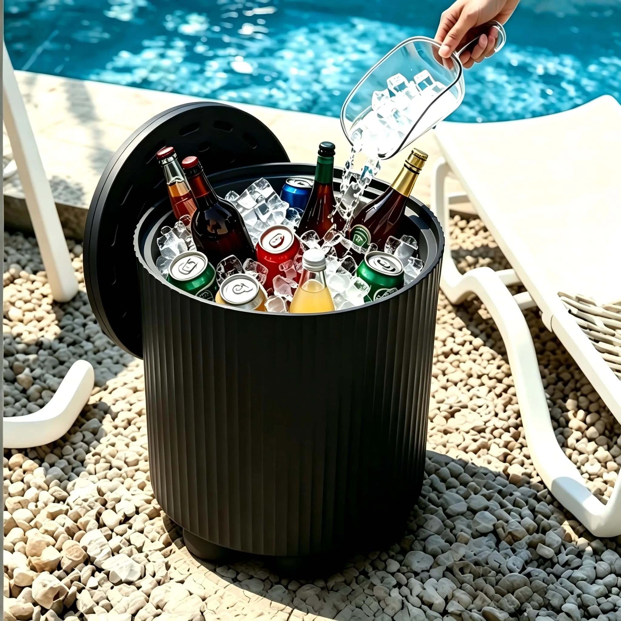 Diyfire Outdoor Cooler Side Table 14.76"L x 14.76"W x 16.65"H | All Weather Resistant Portable Ice Chest
