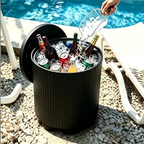 Diyfire Outdoor Cooler Side Table 14.76"L x 14.76"W x 16.65"H | All Weather Resistant Portable Ice Chest thumbnail 1