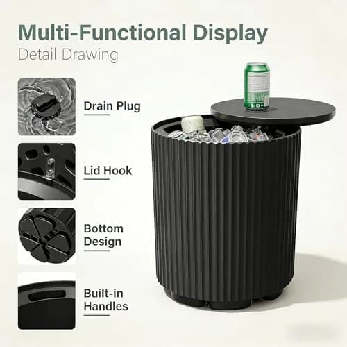 Diyfire Outdoor Cooler Side Table 14.76"L x 14.76"W x 16.65"H | All Weather Resistant Portable Ice Chest thumbnail 4
