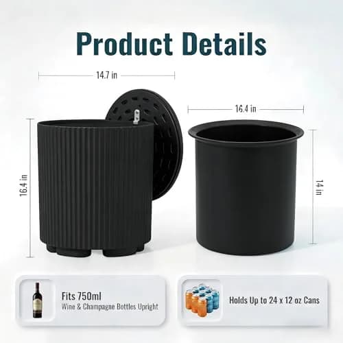 Diyfire Outdoor Cooler Side Table 14.76"L x 14.76"W x 16.65"H | All Weather Resistant Portable Ice Chest thumbnail 2