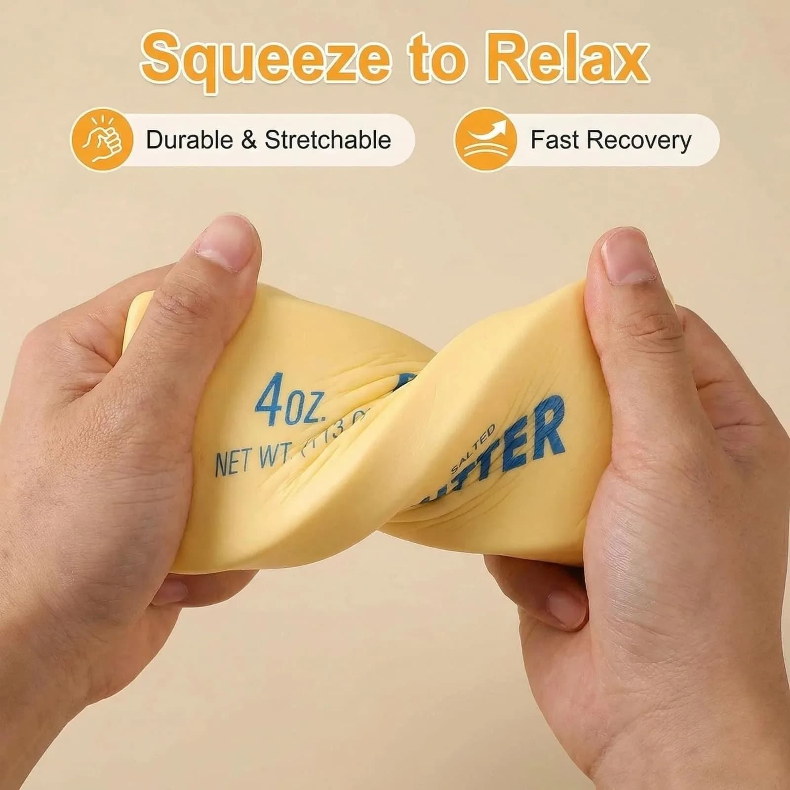 Generic Slow Rebound Butter Stick Squeeze Stress Toy - 2 Piece Pack (Yellow) - view 2