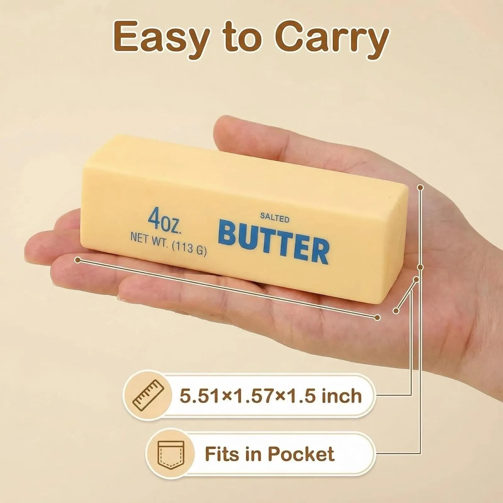 Generic Slow Rebound Butter Stick Squeeze Stress Toy - 2 Piece Pack (Yellow) - view 3