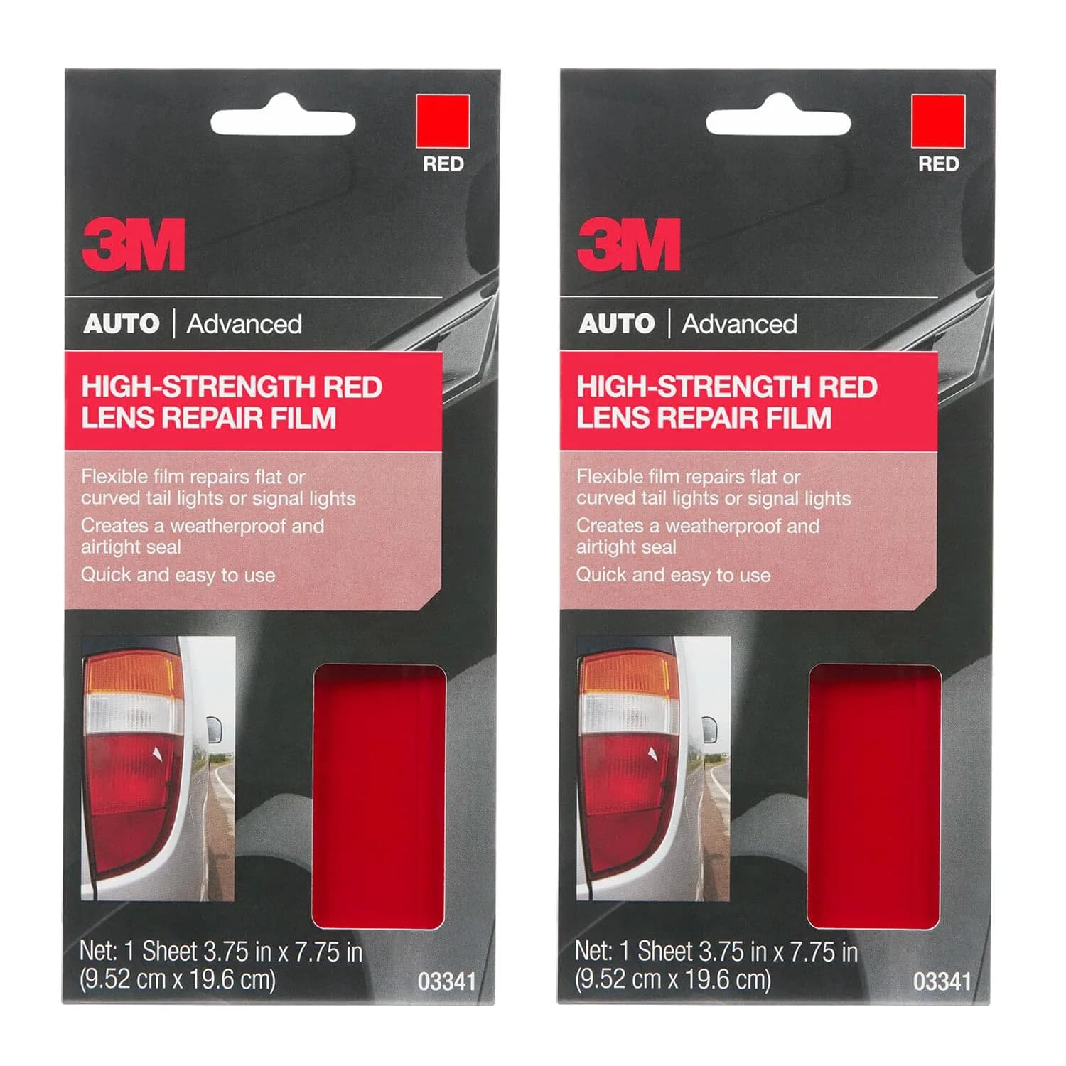 3M Auto High Strength Red Lens Repair Film 3.75 in x 7.75 in | Weatherproof, Curved Surface Adhesive (70-120 chars)
