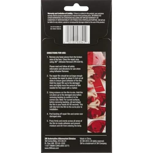 3M Auto High Strength Red Lens Repair Film 3.75 in x 7.75 in | Weatherproof, Curved Surface Adhesive (70-120 chars) thumbnail 3