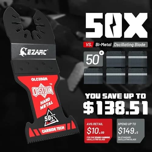 EZARC Obsidian Carbide Oscillating Saw Blades for Hard Metal | 10-Pack, Sharper Edges & Faster Cuts thumbnail 6