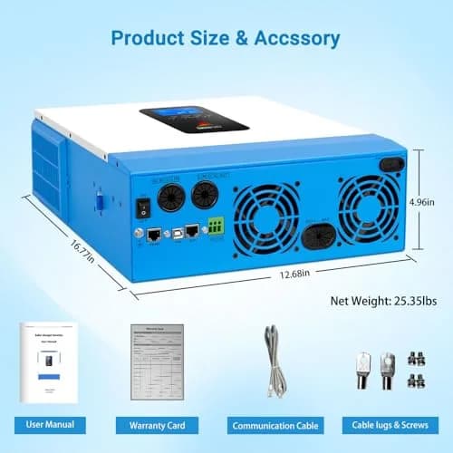 SGPWOSAY 48V 120V Power Inverter | 5000W Pure Sine Wave, All-in-One Solar & AC Charger, 80A MPPT, 40A AC, Off-Grid Home Backup thumbnail 7