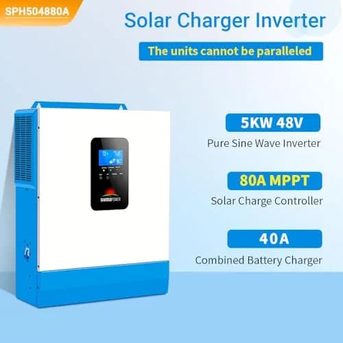 SGPWOSAY 48V 120V Power Inverter | 5000W Pure Sine Wave, All-in-One Solar & AC Charger, 80A MPPT, 40A AC, Off-Grid Home Backup thumbnail 2