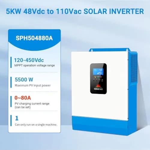 SGPWOSAY 48V 120V Power Inverter | 5000W Pure Sine Wave, All-in-One Solar & AC Charger, 80A MPPT, 40A AC, Off-Grid Home Backup thumbnail 3