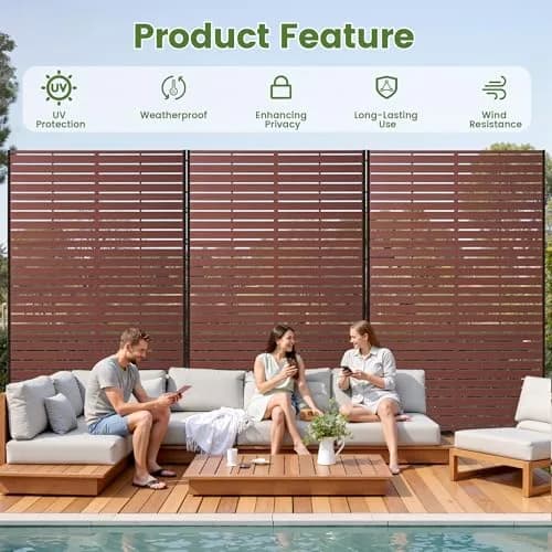 Diyfire Outdoor Privacy Screen 72" H HDPE Decorative Freestanding Privacy Panel, Sandblasting Louvered Weather-Resistant for Patio, Balcony, Backyard thumbnail 4