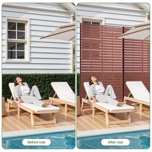 Diyfire Outdoor Privacy Screen 72" H HDPE Decorative Freestanding Privacy Panel, Sandblasting Louvered Weather-Resistant for Patio, Balcony, Backyard thumbnail 5