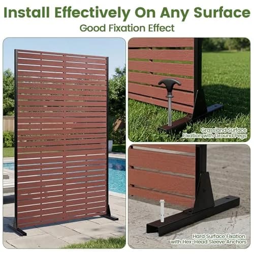 Diyfire Outdoor Privacy Screen 72" H HDPE Decorative Freestanding Privacy Panel, Sandblasting Louvered Weather-Resistant for Patio, Balcony, Backyard thumbnail 7