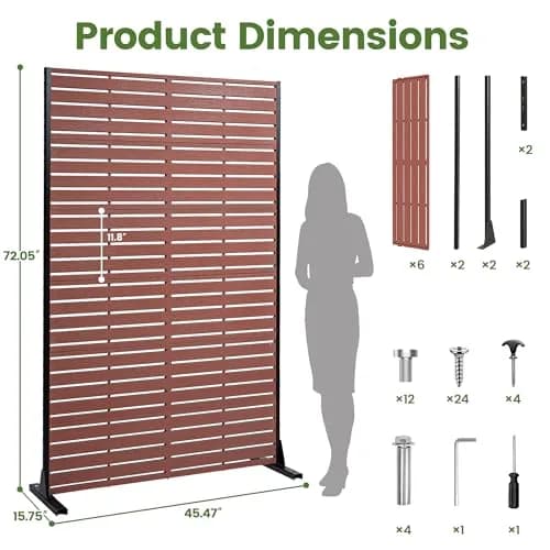 Diyfire Outdoor Privacy Screen 72" H HDPE Decorative Freestanding Privacy Panel, Sandblasting Louvered Weather-Resistant for Patio, Balcony, Backyard thumbnail 2