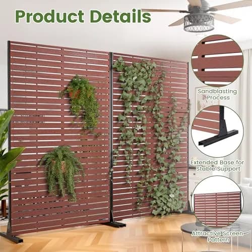 Diyfire Outdoor Privacy Screen 72" H HDPE Decorative Freestanding Privacy Panel, Sandblasting Louvered Weather-Resistant for Patio, Balcony, Backyard thumbnail 3