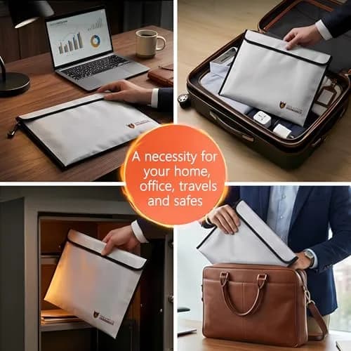 Geban Extra Large Fireproof Document Bag 38cm x 28cm (15''×11'') | Protects Valuables from Fire & Water thumbnail 4