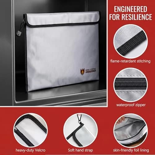 Geban Extra Large Fireproof Document Bag 38cm x 28cm (15''×11'') | Protects Valuables from Fire & Water thumbnail 3