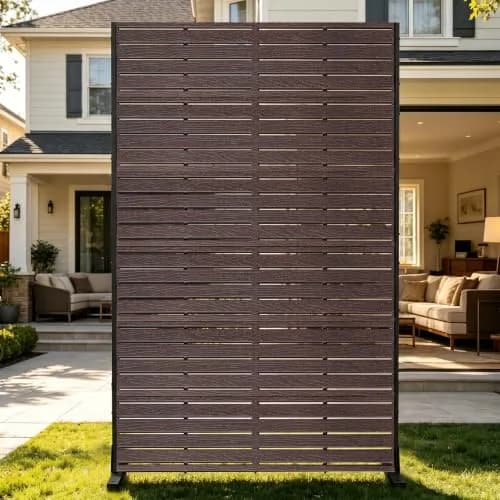 Diyfire Outdoor Privacy Screen 72" H HDPE Decorative Freestanding Privacy Panel, Sandblasting Louvered Weather-Resistant for Patio, Balcony, Backyard thumbnail 1