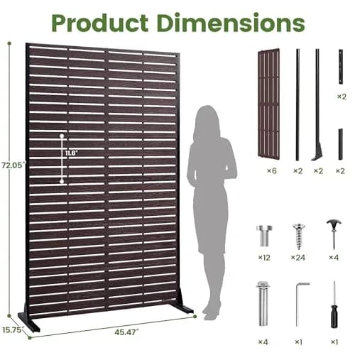 Diyfire Outdoor Privacy Screen 72" H HDPE Decorative Freestanding Privacy Panel, Sandblasting Louvered Weather-Resistant for Patio, Balcony, Backyard thumbnail 4