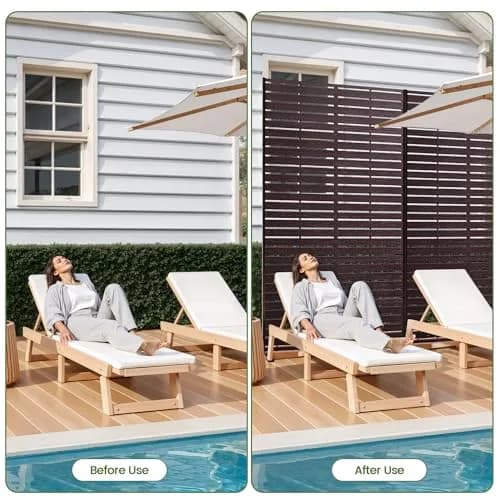Diyfire Outdoor Privacy Screen 72" H HDPE Decorative Freestanding Privacy Panel, Sandblasting Louvered Weather-Resistant for Patio, Balcony, Backyard thumbnail 5