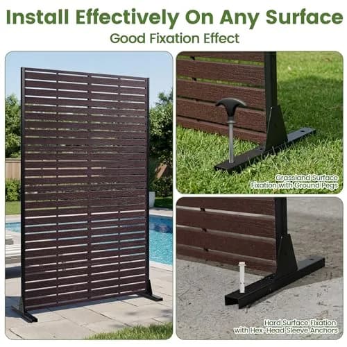 Diyfire Outdoor Privacy Screen 72" H HDPE Decorative Freestanding Privacy Panel, Sandblasting Louvered Weather-Resistant for Patio, Balcony, Backyard thumbnail 7