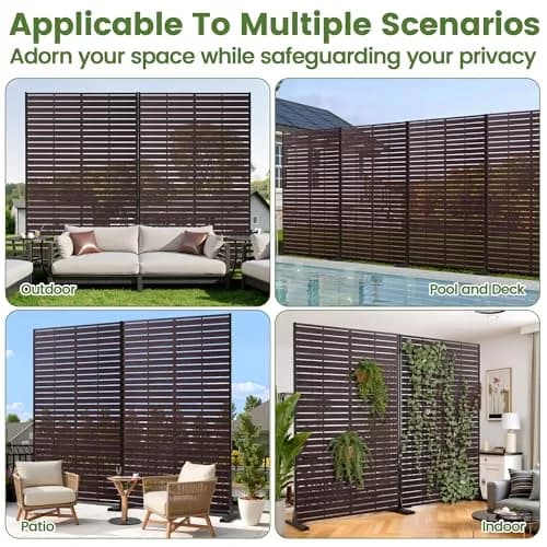 Diyfire Outdoor Privacy Screen 72" H HDPE Decorative Freestanding Privacy Panel, Sandblasting Louvered Weather-Resistant for Patio, Balcony, Backyard thumbnail 8