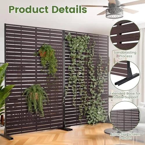 Diyfire Outdoor Privacy Screen 72" H HDPE Decorative Freestanding Privacy Panel, Sandblasting Louvered Weather-Resistant for Patio, Balcony, Backyard thumbnail 2