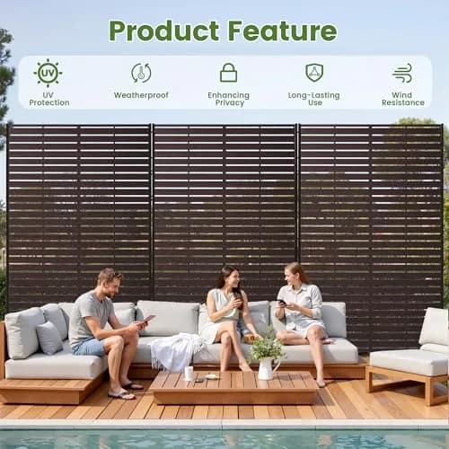 Diyfire Outdoor Privacy Screen 72" H HDPE Decorative Freestanding Privacy Panel, Sandblasting Louvered Weather-Resistant for Patio, Balcony, Backyard thumbnail 3