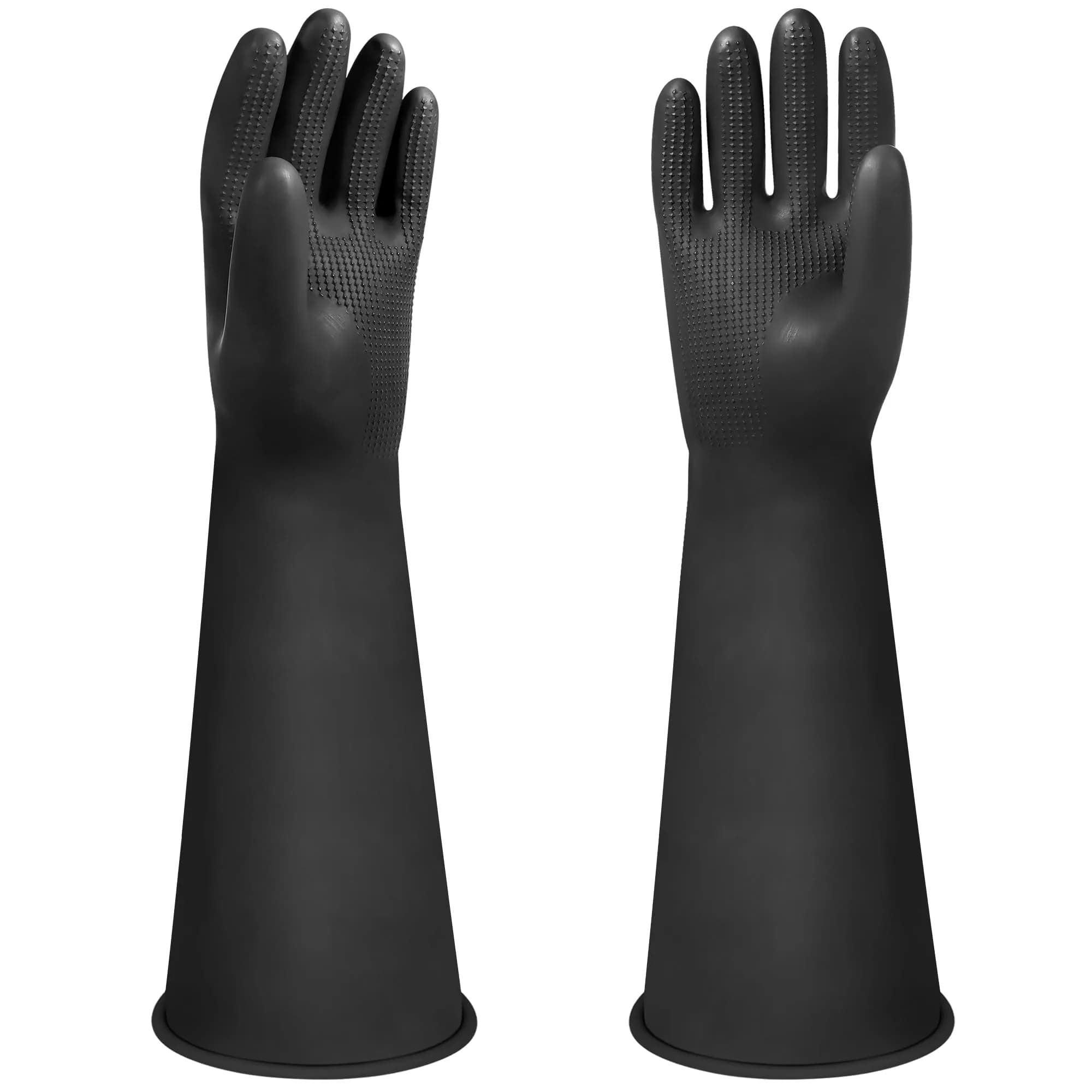 Nobgum 16" Chemical Resistant Rubber Safety Work Gloves | Large, 1 Pair, Black - main product image