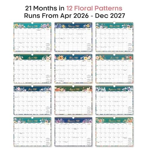 Taja 2026-2027 Wall Calendar 14.7" x 11.5" (36.8 cm x 29.2 cm) | Floral Design, 21-Month Planning thumbnail 7