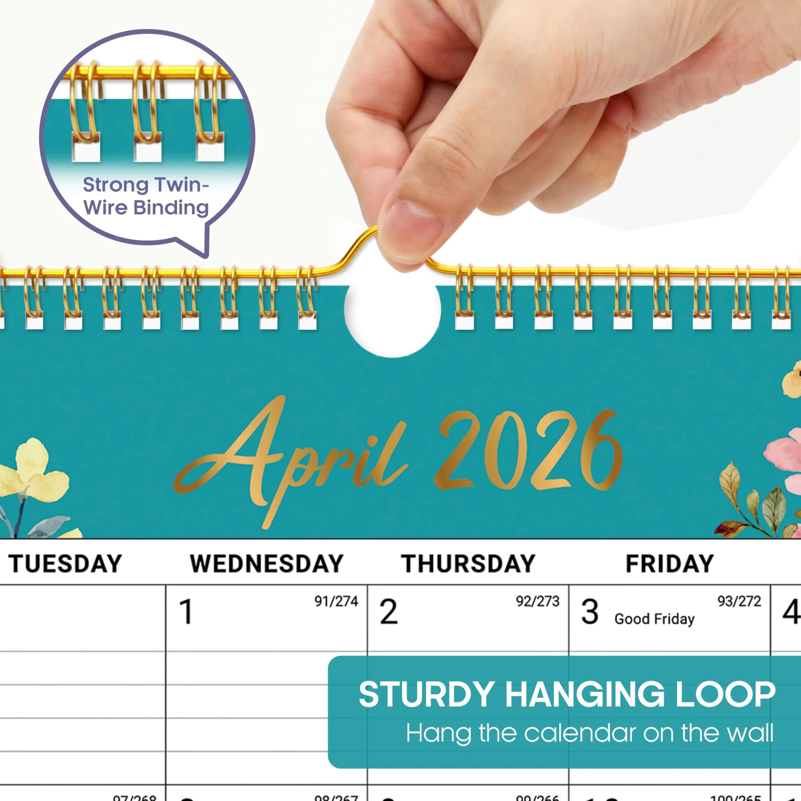 Taja Floral Wall Calendar 2026-2027 (11.5" x 14.7") | Organize Your Year with Premium Paper - view 3