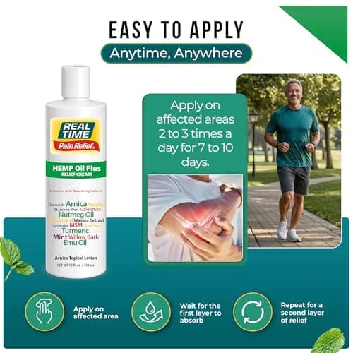 Real Time Pain Relief Hemp Oil Plus, 12 fl oz | Natural Pain Support with Arnica thumbnail 5