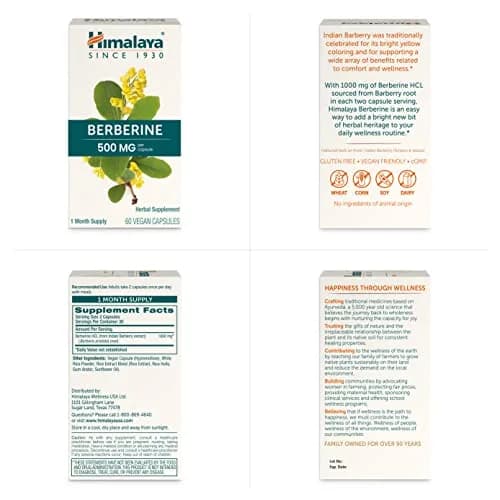 Himalaya Berberine Supplement 1000 mg | Supports Immunity & Metabolism, Vegan, 2 Pack thumbnail 7