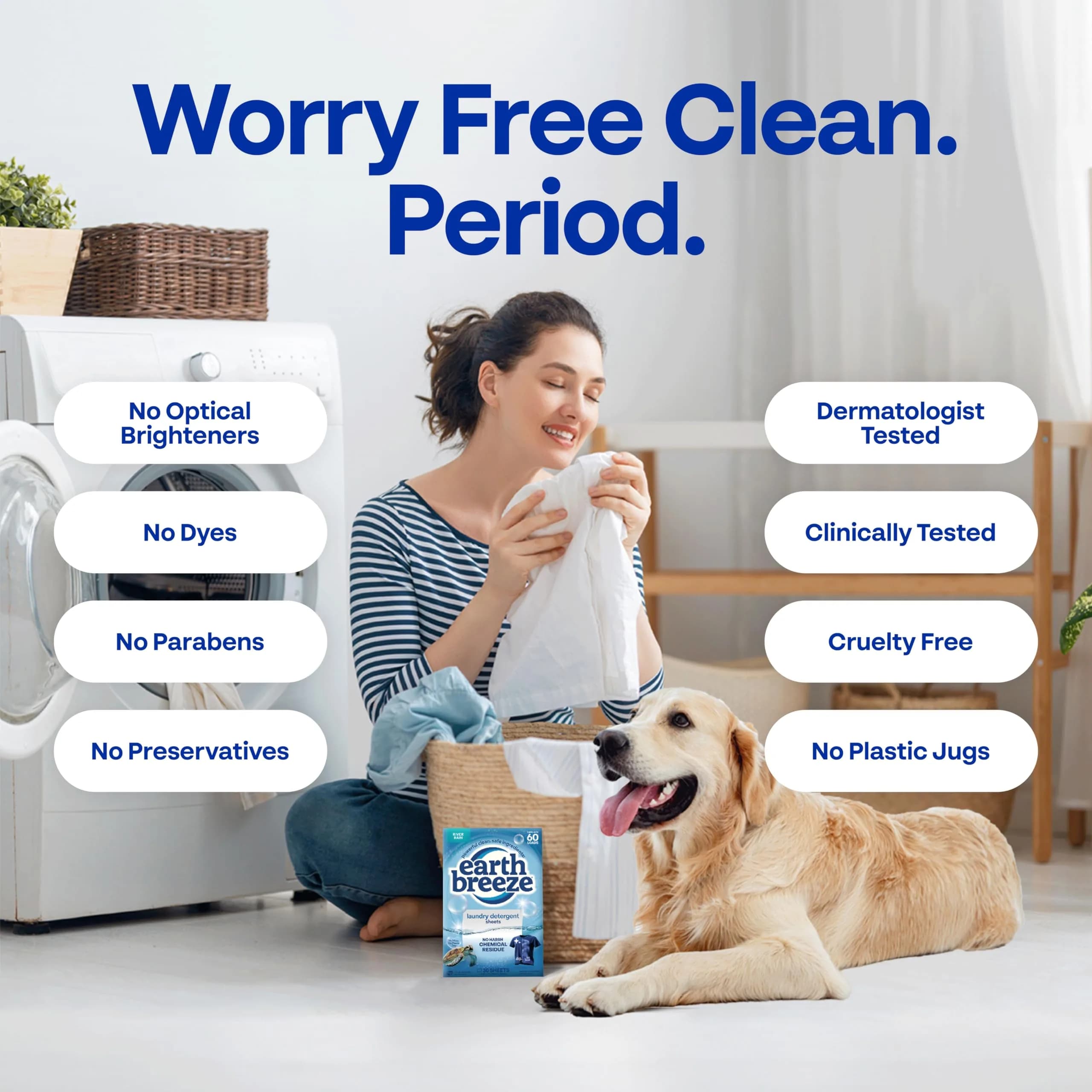Earth Breeze Laundry Detergent Sheets River Rain Scent, 60 Loads | Eco-Friendly Biodegradable Laundry Detergent - view 6