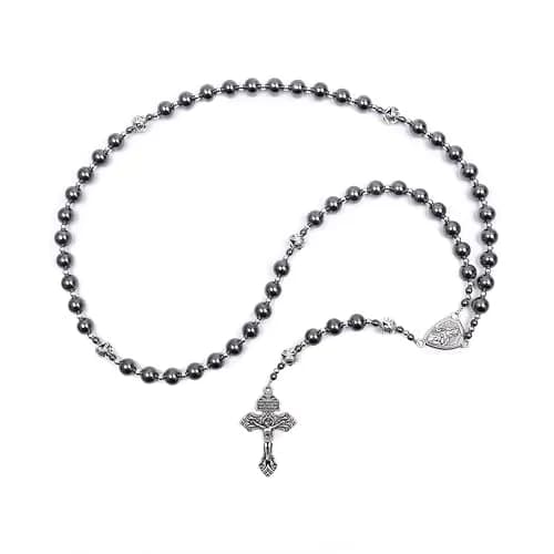 Nazareth Store Hematite Rosary Necklace for Men 50cm (20") | Devotional Strength & Spiritual Authority thumbnail 4