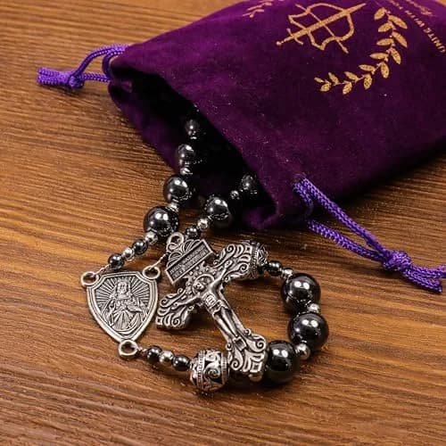 Nazareth Store Hematite Rosary Necklace for Men 50cm (20") | Devotional Strength & Spiritual Authority thumbnail 5
