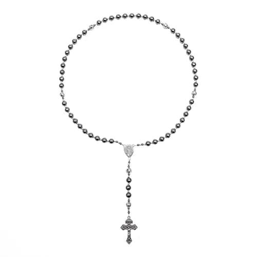 Nazareth Store Hematite Rosary Necklace for Men 50cm (20") | Devotional Strength & Spiritual Authority thumbnail 2