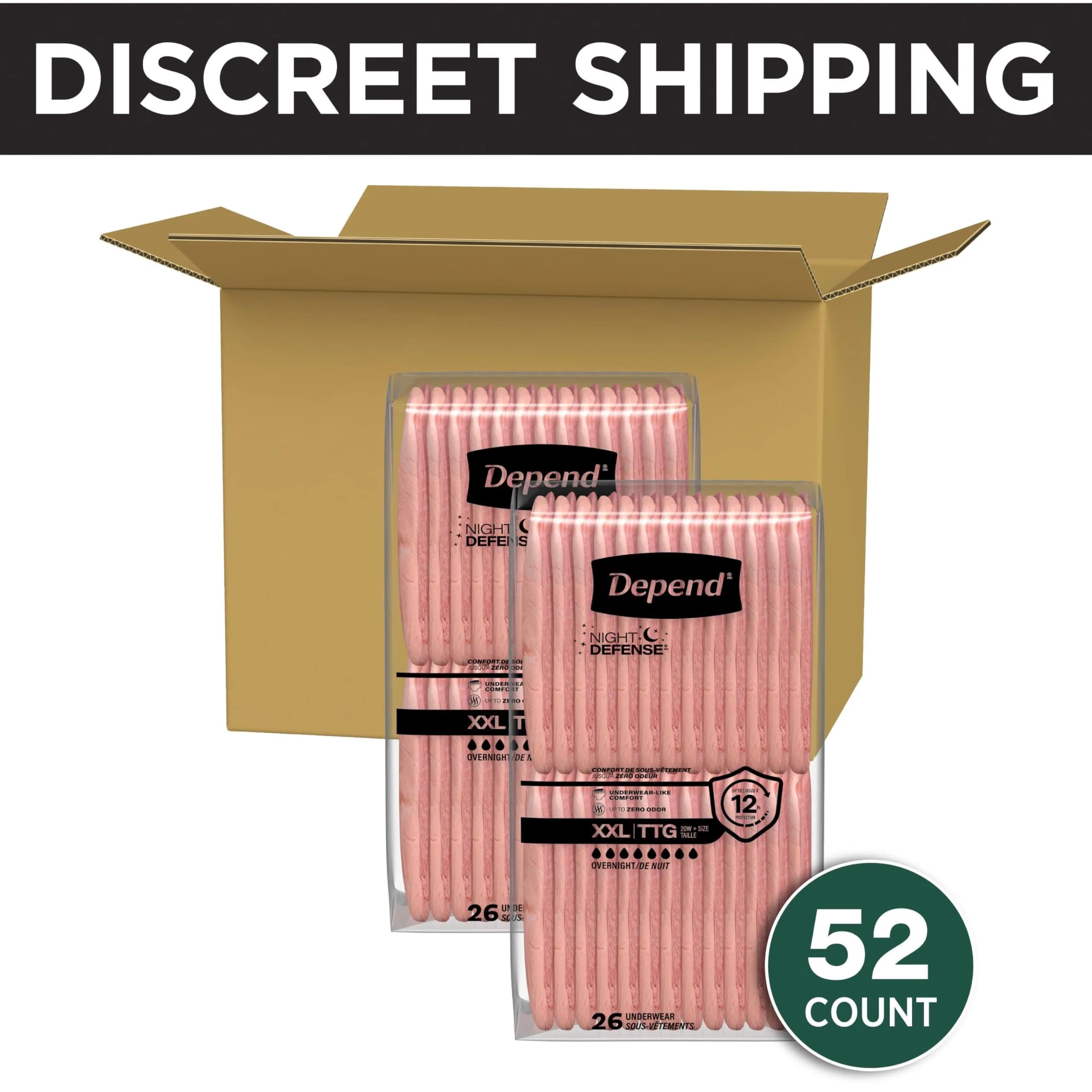 Depend Night Defense Adult Diapers for Women XXL Blush | Overnight Incontinence & Postpartum Bladder Leak Protection - view 2