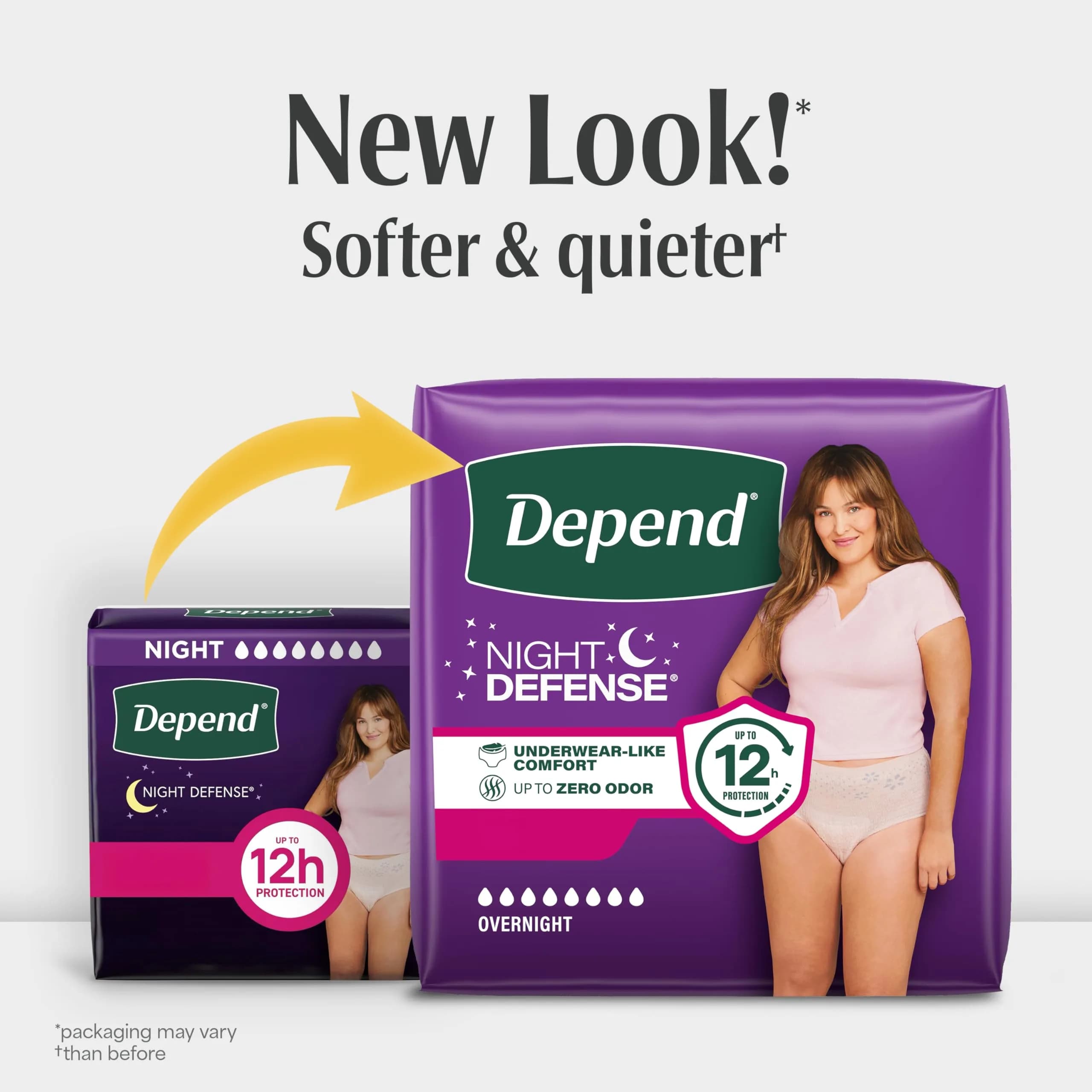 Depend Night Defense Adult Diapers for Women XXL Blush | Overnight Incontinence & Postpartum Bladder Leak Protection - view 3