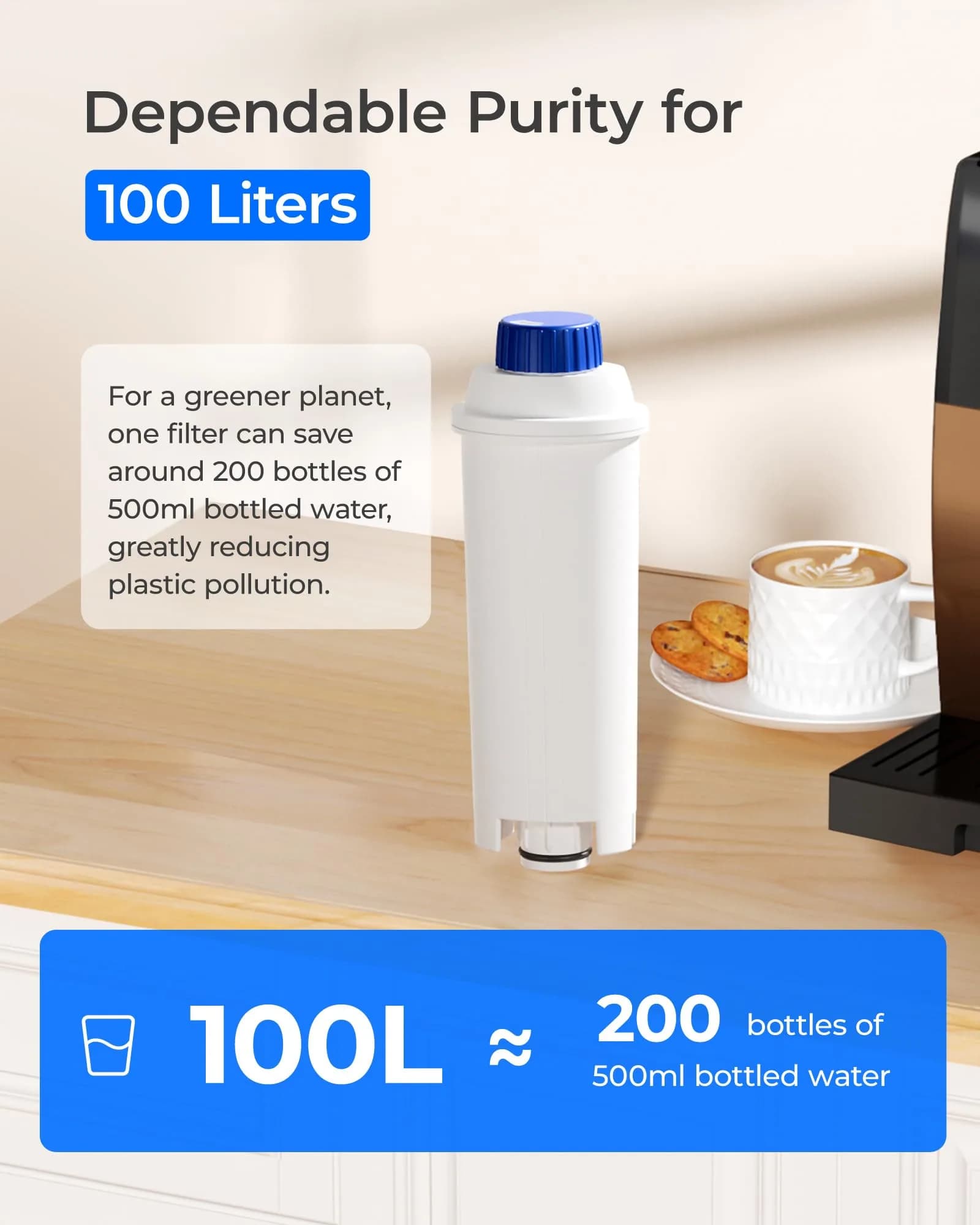 Waterdrop C11 Low-TDS Coffee Filter Replacement for De'Longhi® 4 Pack | Advanced Filtration for Richer Coffee - view 7